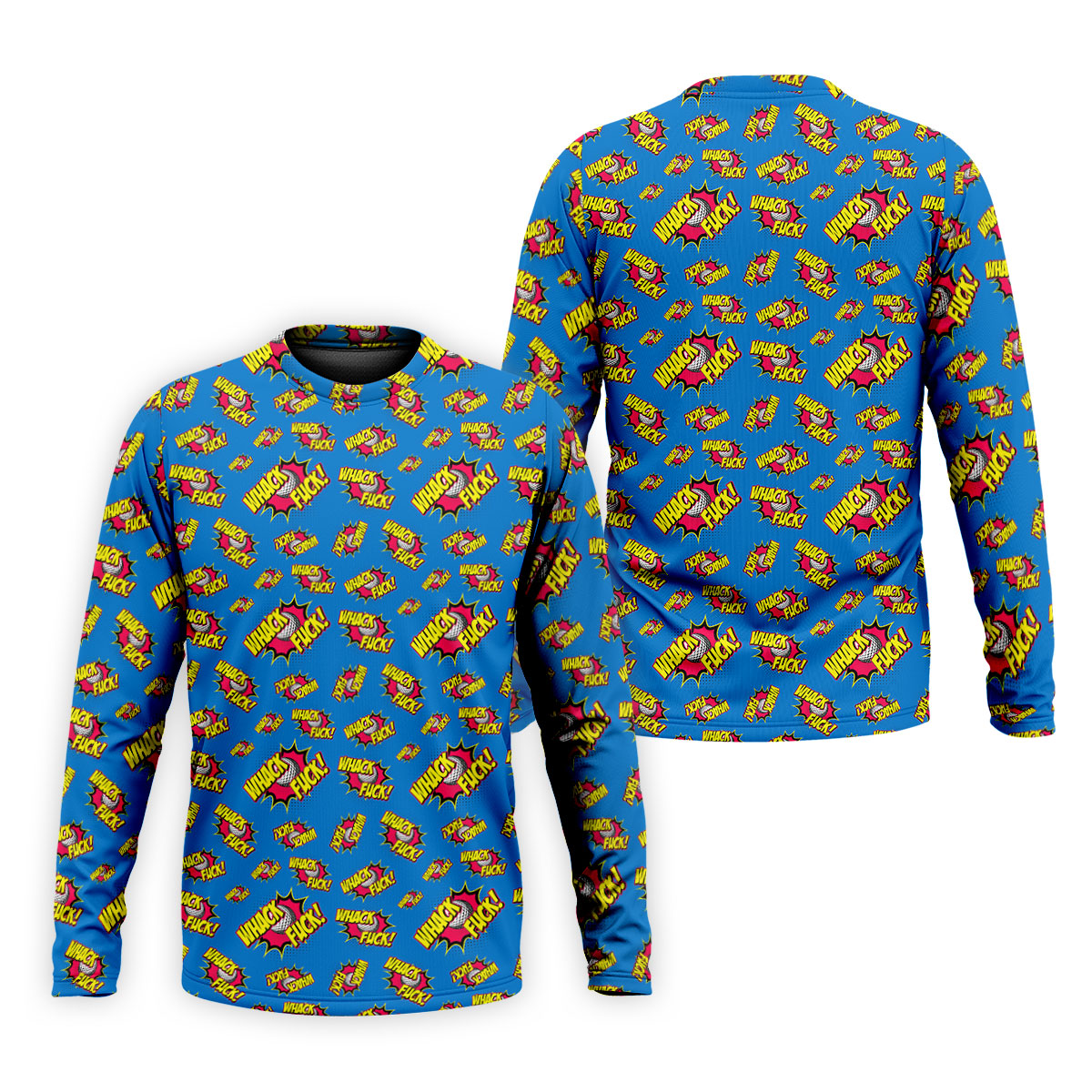 Whack F*ck Comic Golf Ball Pattern Golf Shirt, Men's Golf Shirt, Golf Apparel For Men