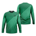 Green And White Striped Pattern Golf Tops For Men, Performance Golf Shirt, Polo Shirts For Men