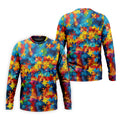 Autism Awareness Rainbow Gradient Puzzle Pattern Golf Tops For Men, Men's Golf Shirt, Polo Shirts For Men