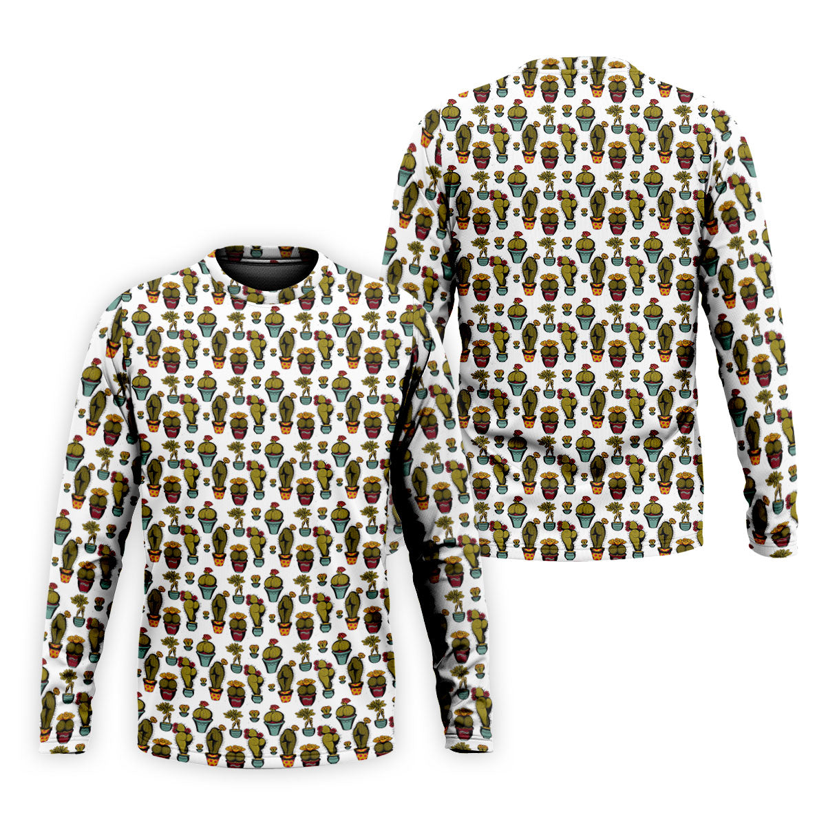 Funny Potted Cactus Pattern Men's Golf Polo Shirt, Adult Humor Golf Apparel For Men, Printed Golf Shirts