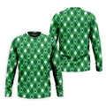 Green And White Lucky Four Leaf Clover Argyle Pattern St Patrick's Day Golf Shirt, Polo Shirts For Men