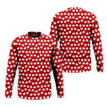 White And Red Heart Pattern Golf Tops For Men, Valentine Golf Gift, Polo Shirts For Men, Golf Gift For Men