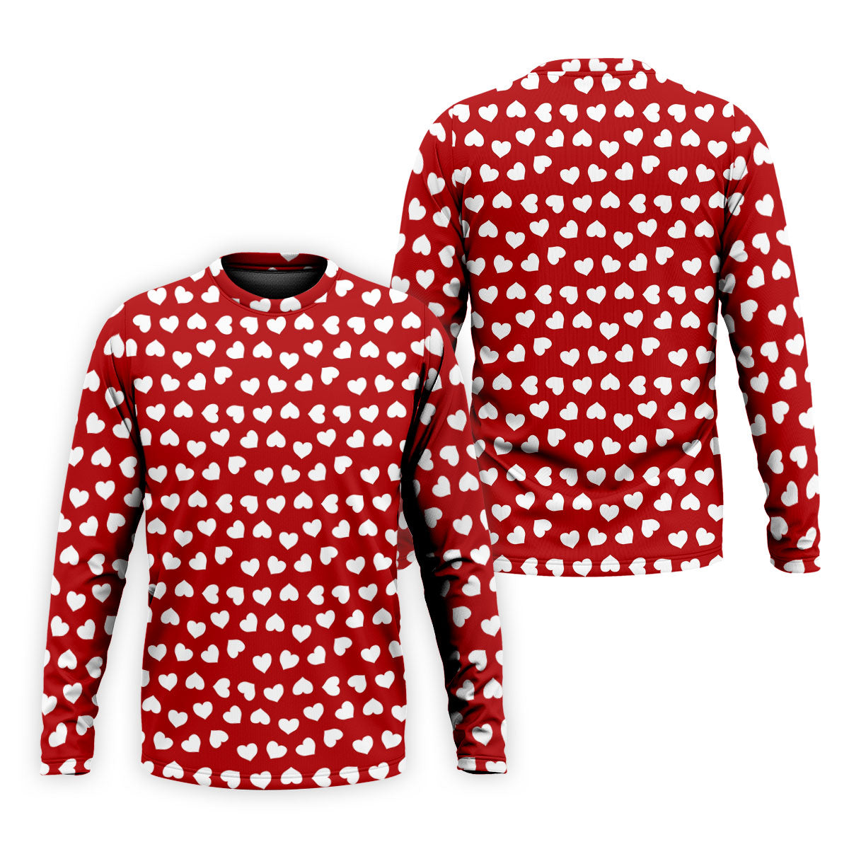 White And Red Heart Pattern Golf Tops For Men, Valentine Golf Gift, Polo Shirts For Men, Golf Gift For Men