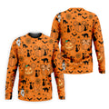 Black Cat and Pumpkin Halloween Polo Shirt, Golf Polo Apparel, Mens Golf Outfit