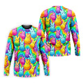 Colorful Easter Peeps Rainbow Pattern Golf Shirts For Men, Cute Golf Outfit, Polo Shirts For Men