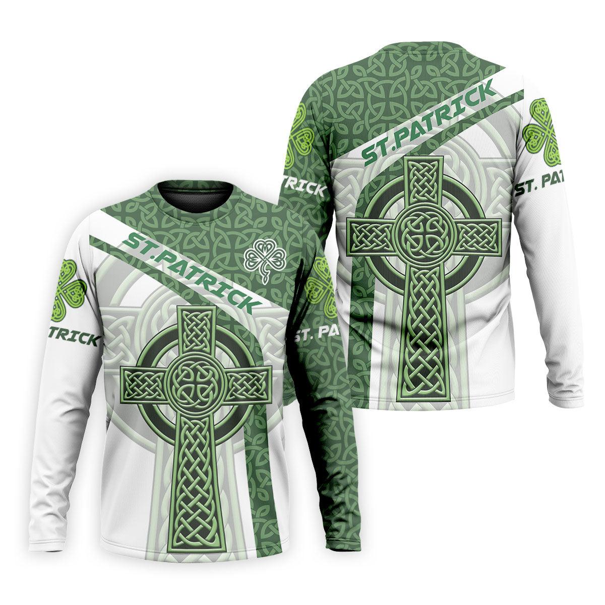St Patrick's Day Celtic Knotwork Pattern Shamrock Golf Shirt, Polo Shirts For Men, Golf Shirts For Men