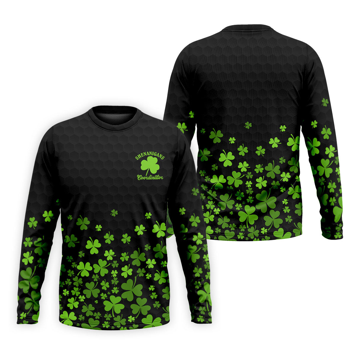 Shenanigans Coordinator Golf Ball Pattern St Patrick Day Black Golf Shirt, Golf Tops For Men, Golf Shirts For Men