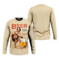 Vintage Beer Pin-Up Girl Design Hawaiian Golf Shirt, Golf Shirts For Men, Polo Shirts For Men