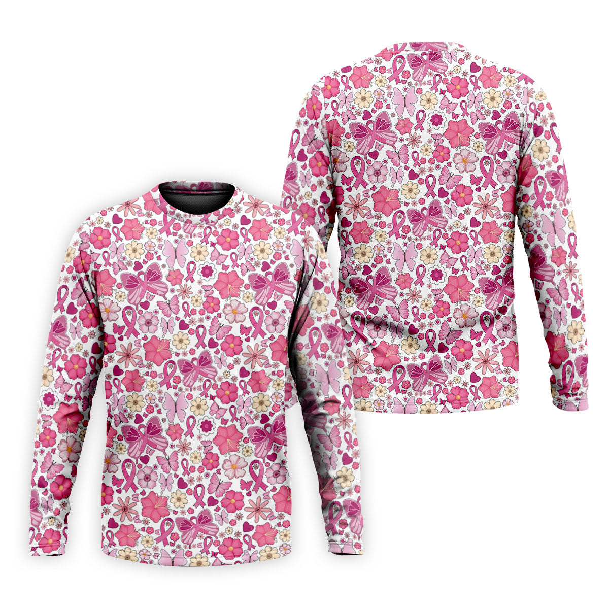 Breast Cancer Pink Ribbon Floral Golf Shirt, Cancer Awareness Shirt, Polo Shirts For Men, Golfing Apparel