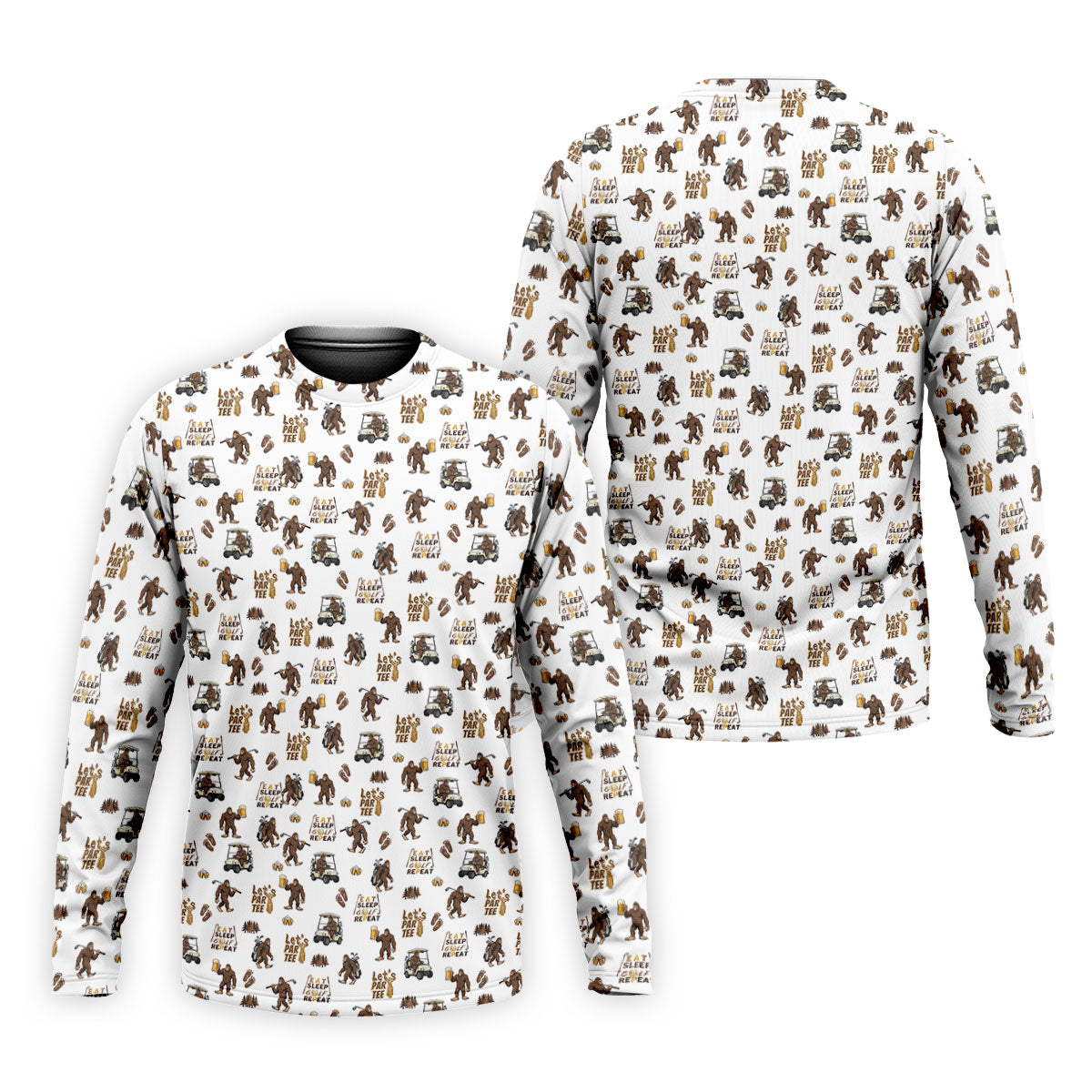 Let's Par Tee Bigfoot Golf Pattern Men's Golf Shirt, Golf Apparel For Men, Printed Golf Shirts