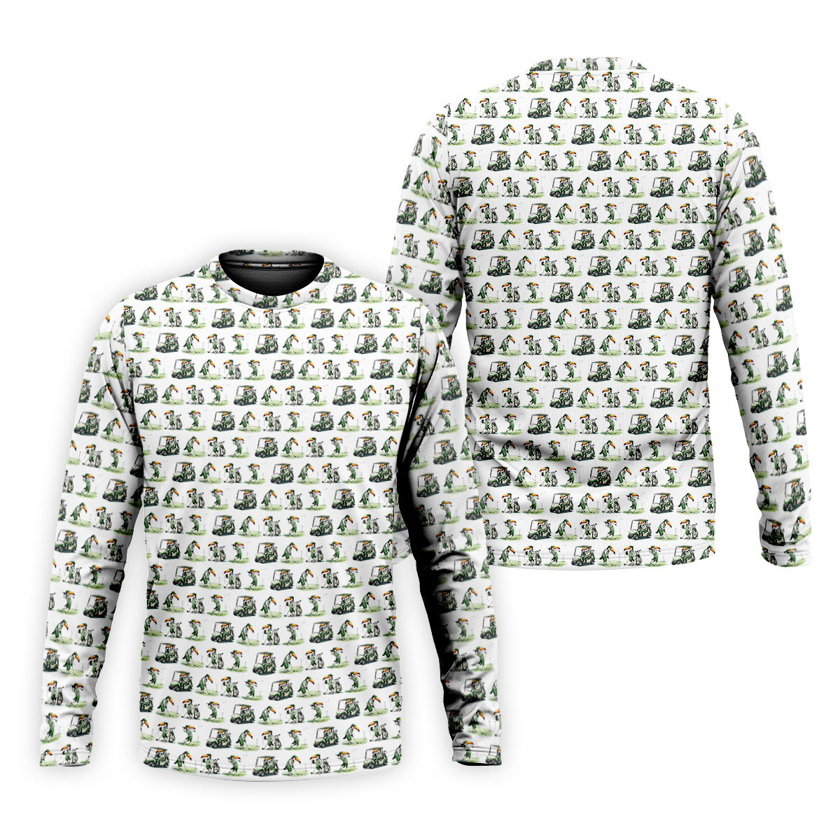 Funny Toucan Golf Pose White And Green Golf Tops For Men, Polo Shirts For Men, Golf Shirts For Men
