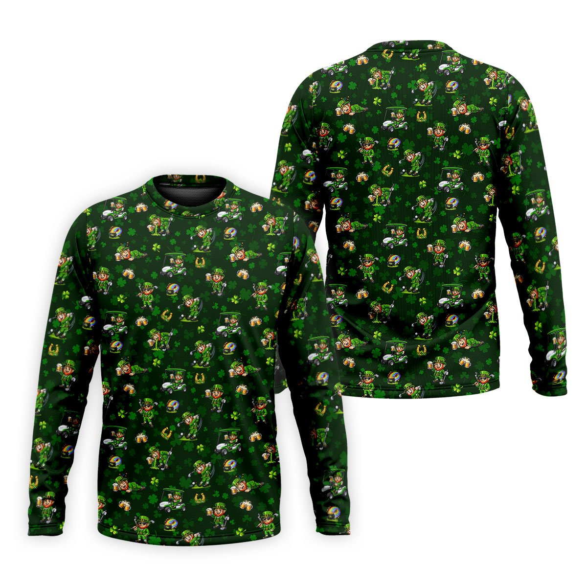 St Patrick's Day Golf Leprechaun Pose Shamrock Golf Shirt, Fun Golf Shirts For Men, Polo For Men