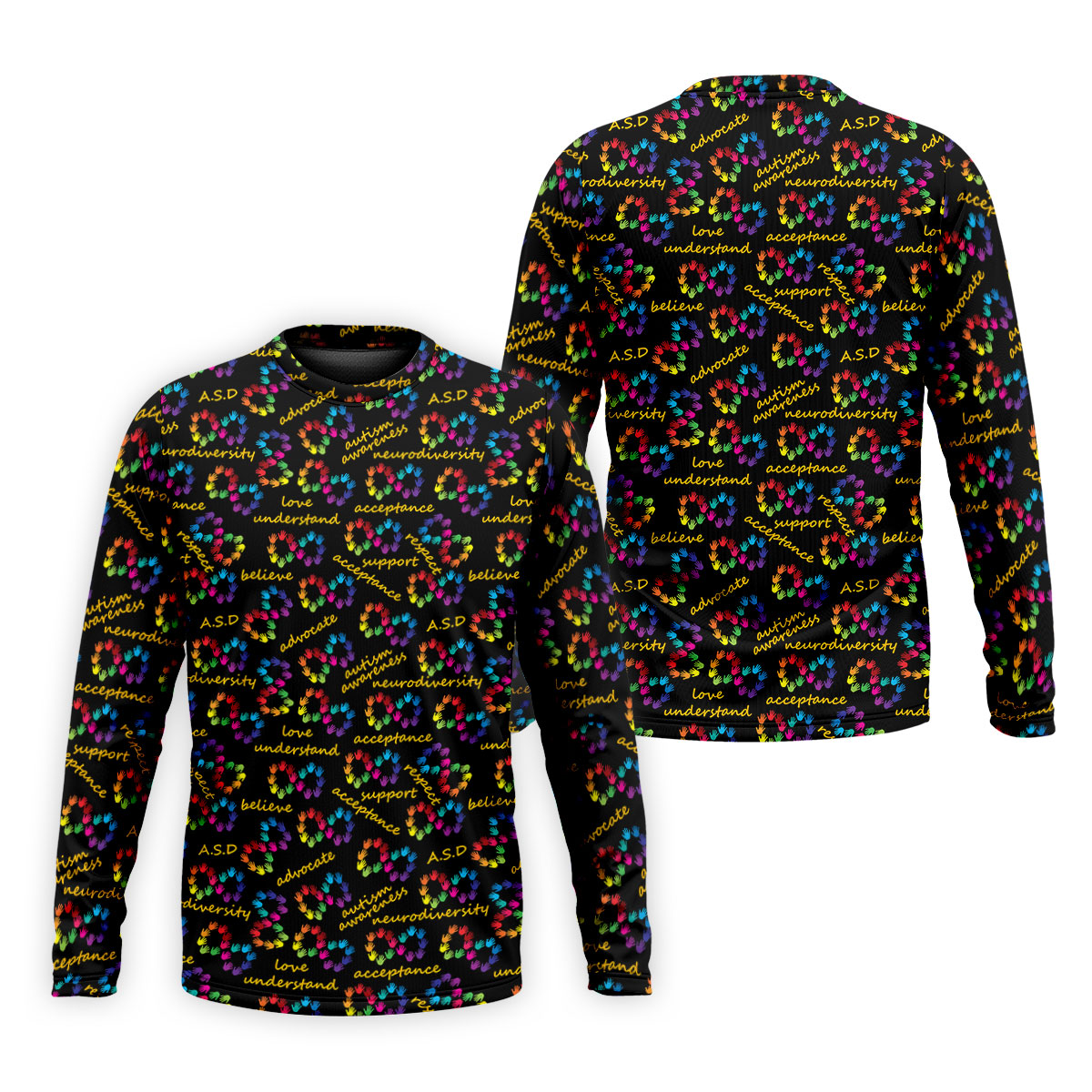 Rainbow Infinity Symbol Autism Awareness Colorful Handprint Golf Shirts For Men, Polo Shirts For Men
