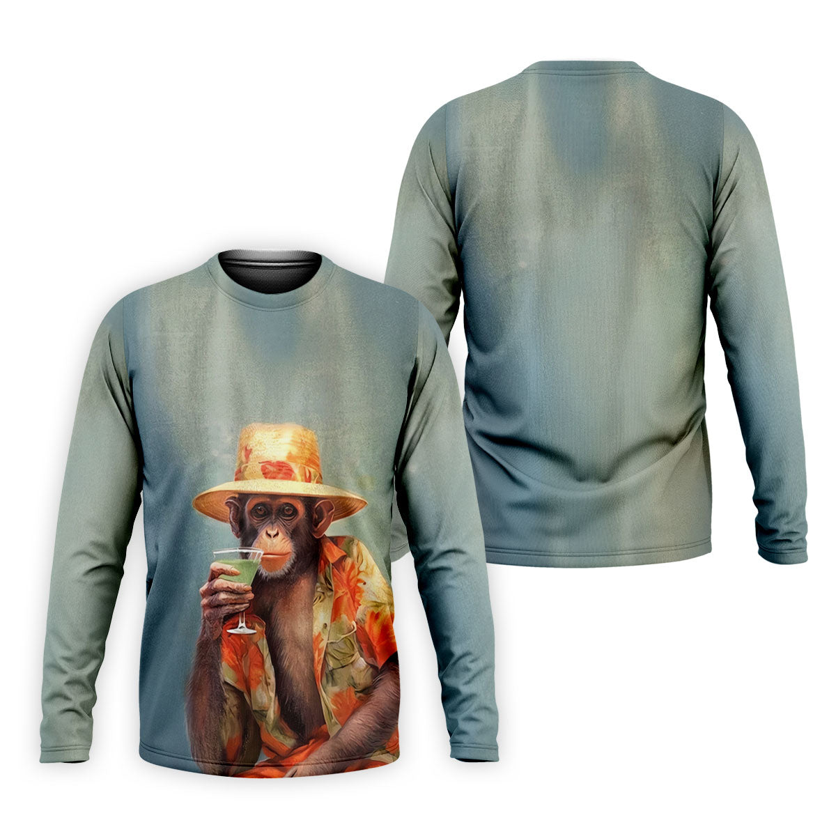 Tropical Monkey Mist Blue Hawaiian Golf Shirt, Men's Golf Shirt, Polo Shirts For Men