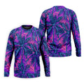Purple Pink Tropical Palm Trees Golf Shirt, Mens Golf Polo, Printed Golf Shirts