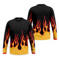 Retro Flame Fire Pattern Design Hawaiian Golf Shirt, Golf Shirts For Men, Polo Shirts For Men