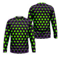 3D Effect Circular Pattern Green Golf Shirt, Cool Golf Outfit, Men's Funny Golf Shirts, Polo Shirts For Men