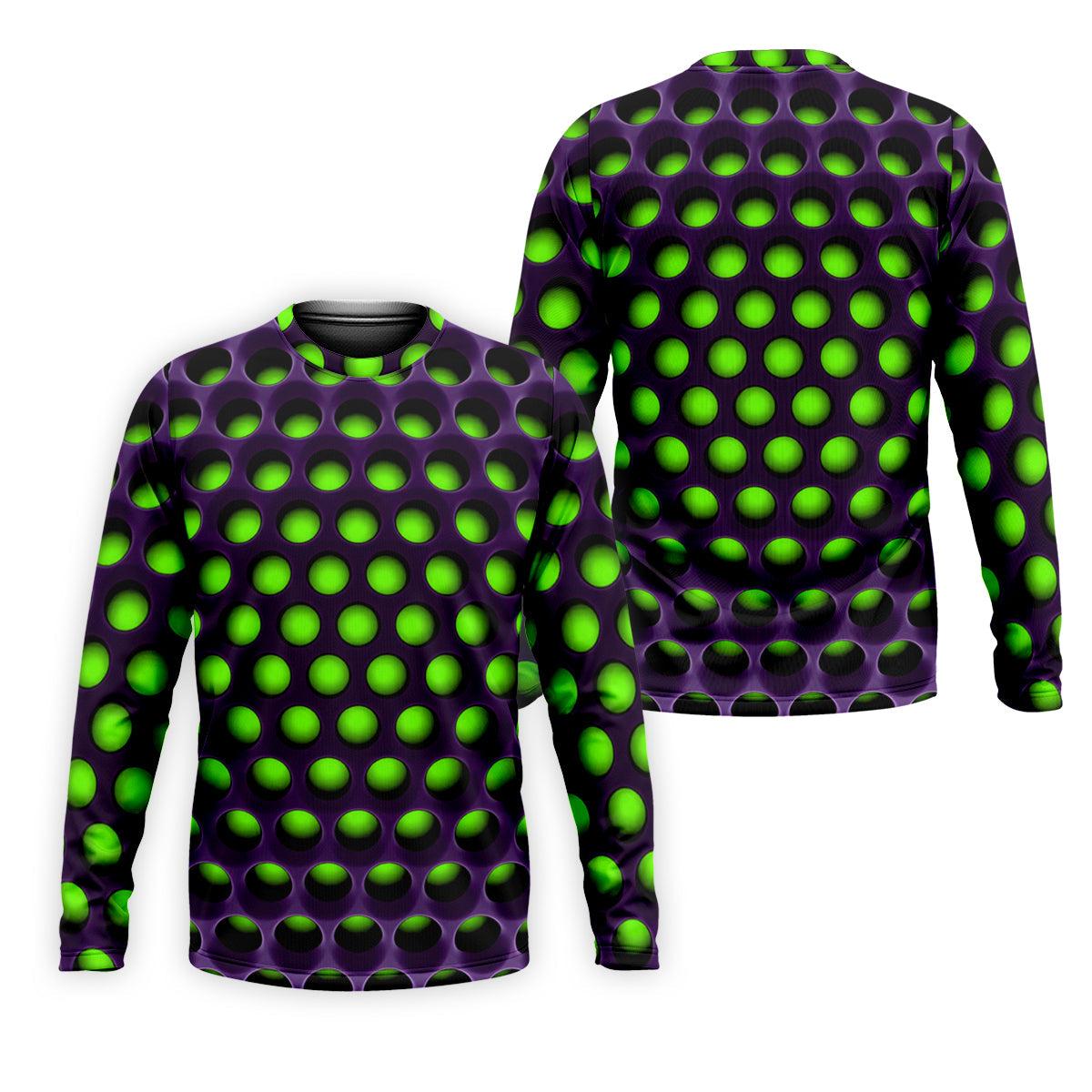 3D Effect Circular Pattern Green Golf Shirt, Cool Golf Outfit, Men's Funny Golf Shirts, Polo Shirts For Men