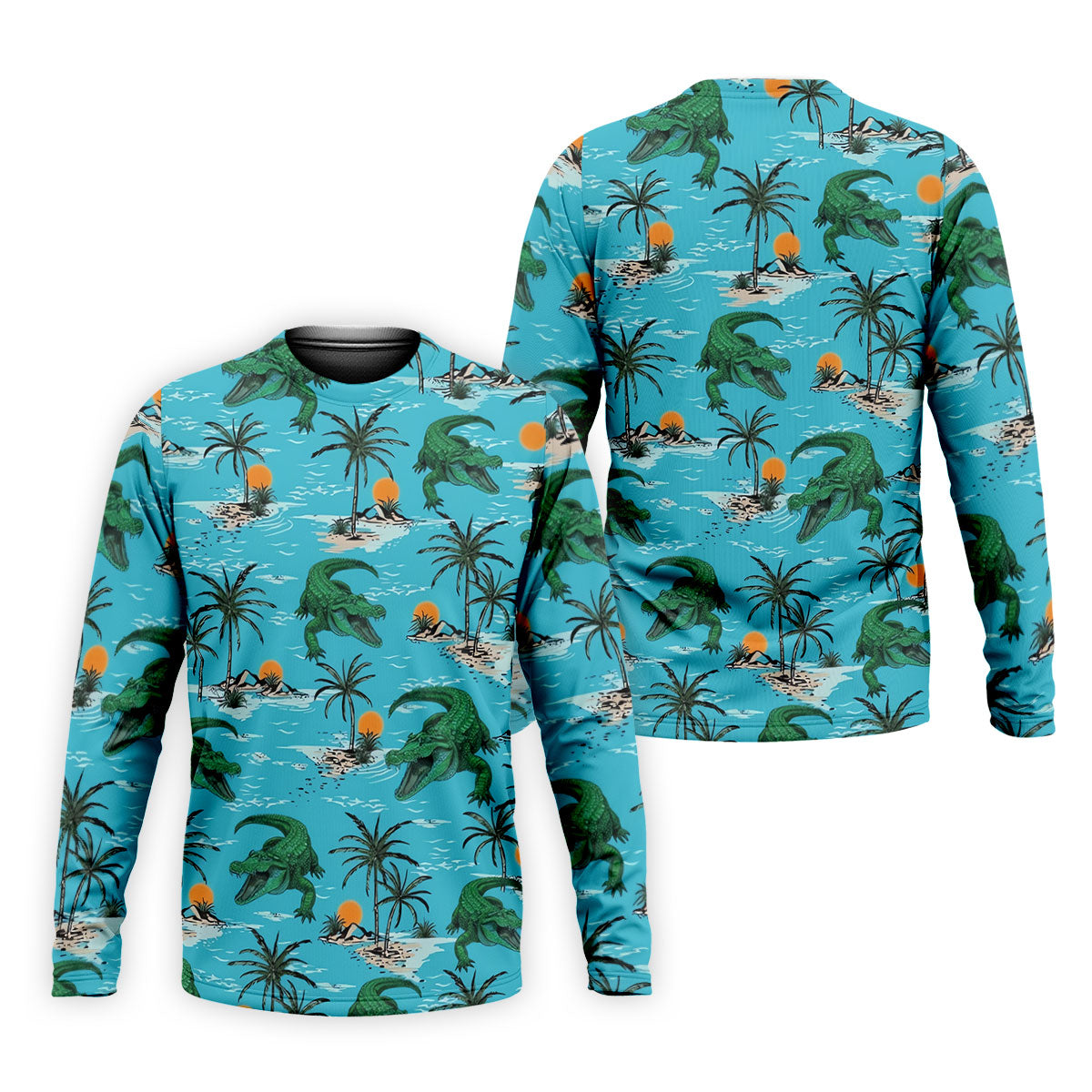 Tropical Alligators on Island Beaches Design Hawaiian Golf Polo, Golf Tops For Men, Golfing Apparel