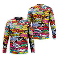 Comic Pop Art Golf Shirt, Retro Speech Bubble Pattern, Polo Shirts For Men