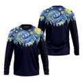 Van Gogh Inspired Starry Night Forest Hawaiian Golf Polo, Golf Tops For Men, Golfing Apparel