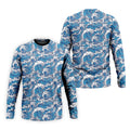 Blue Ocean Wave Pattern Golf Shirt, Hawaiian Golf Shirt, Mens Golf Shirts, Golf Apparel For Men