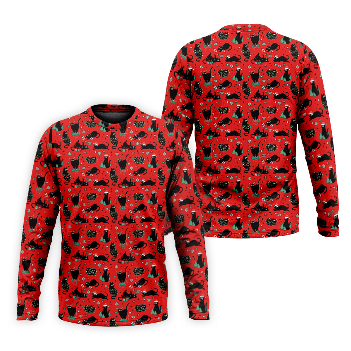 Xmas Black Cat Red Golf Shirt, Polo Shirts For Men, Christmas Golf Shirt, Golf Gift For Men, Christmas Golf Gift