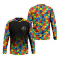 Acceptance Awareness Understanding Autism Awareness Puzzle Pattern Black Fade Golf Shirts For Men