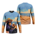 Beach Monkey Sky Sand Hawaiian Golf Polo, Golf Tops For Men, Golfing Apparel