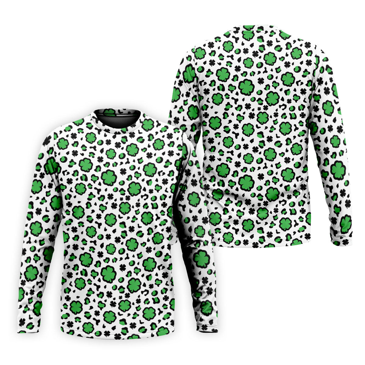 Lucky Four Leaf Clover Leopard Pattern St Patrick's Day Golf Shirt, Polo Shirts For Men, Golf Shirts For Men