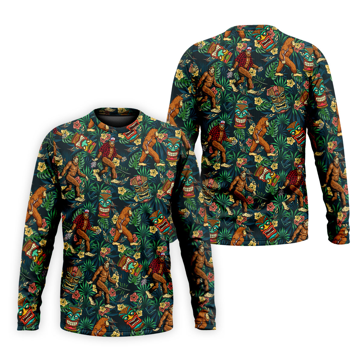 Bigfoot Tropical Tiki Resort Pattern Design Hawaiian Golf Polo, Golf Tops For Men, Golfing Apparel