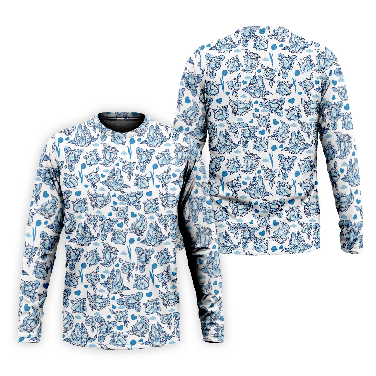 Funny Blue Rose Floral Pattern Men's Golf Shirt, Dirty Humor Polo Shirts For Men, Printed Golf Shirts