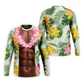 Tan Skin Tropical Muscle Chest Hawaiian Golf Polo Shirt, Golf Apparel For Men, Printed Golf Shirts