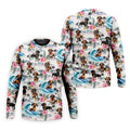 Cartoon Dachshund Tropical Theme Hawaiian Golf Shirt, Men's Golf Shirt, Polo Shirts For Men