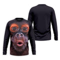 Funny Monkey Face Closeup Print Hawaiian Golf Polo, Golf Tops For Men, Golfing Apparel