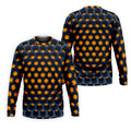 3D Effect Circular Pattern Orange Golf Shirt, Cool Golf Outfit, Men's Funny Golf Shirts, Polo Shirts For Men