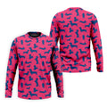 Funny Dachshund Pink And Navy Cute Golf Shirt, Men's Funny Golf Shirts, Golf Shirts For Men