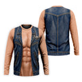 Blue Denim Vest Illusion Golf Polo Shirt, Golf Shirts For Men, Mens Golf Apparel
