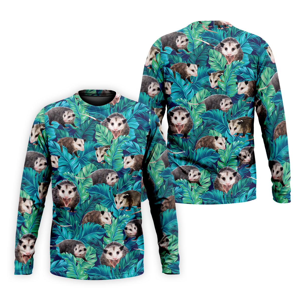 Playful Opossums Among Tropical Leaves Hawaiian Golf Polo, Golf Tops For Men, Golfing Apparel