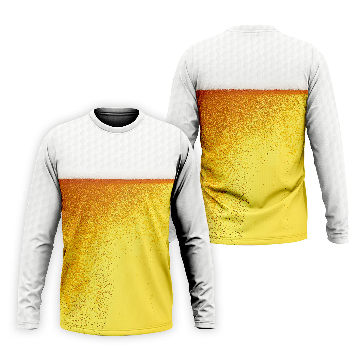 Cold Beer Print Men's Golf Polo Shirt, Beer Glass Pattern Design, Golf Shirts For Men