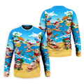 Santa Claus Surfing Summer Beach Party Golf Shirt, Xmas In July Mens Golf Polo, Christmas Golf Shirts