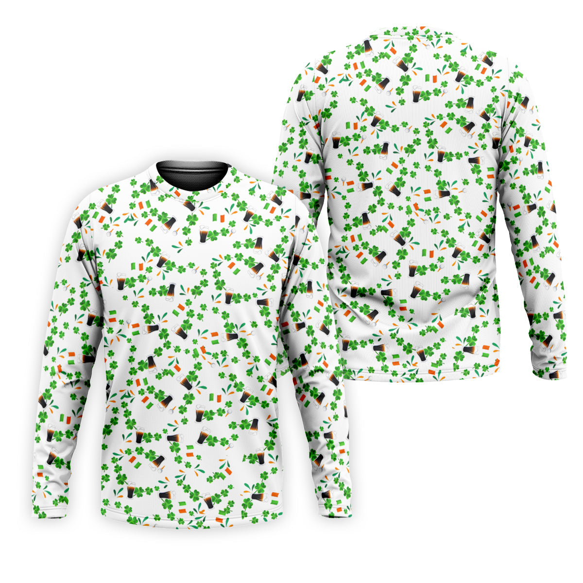 Dark Stout Beer St Patrick's Day Shamrocks White Golf Shirt, Polo Shirts For Men, Golf Shirts For Men