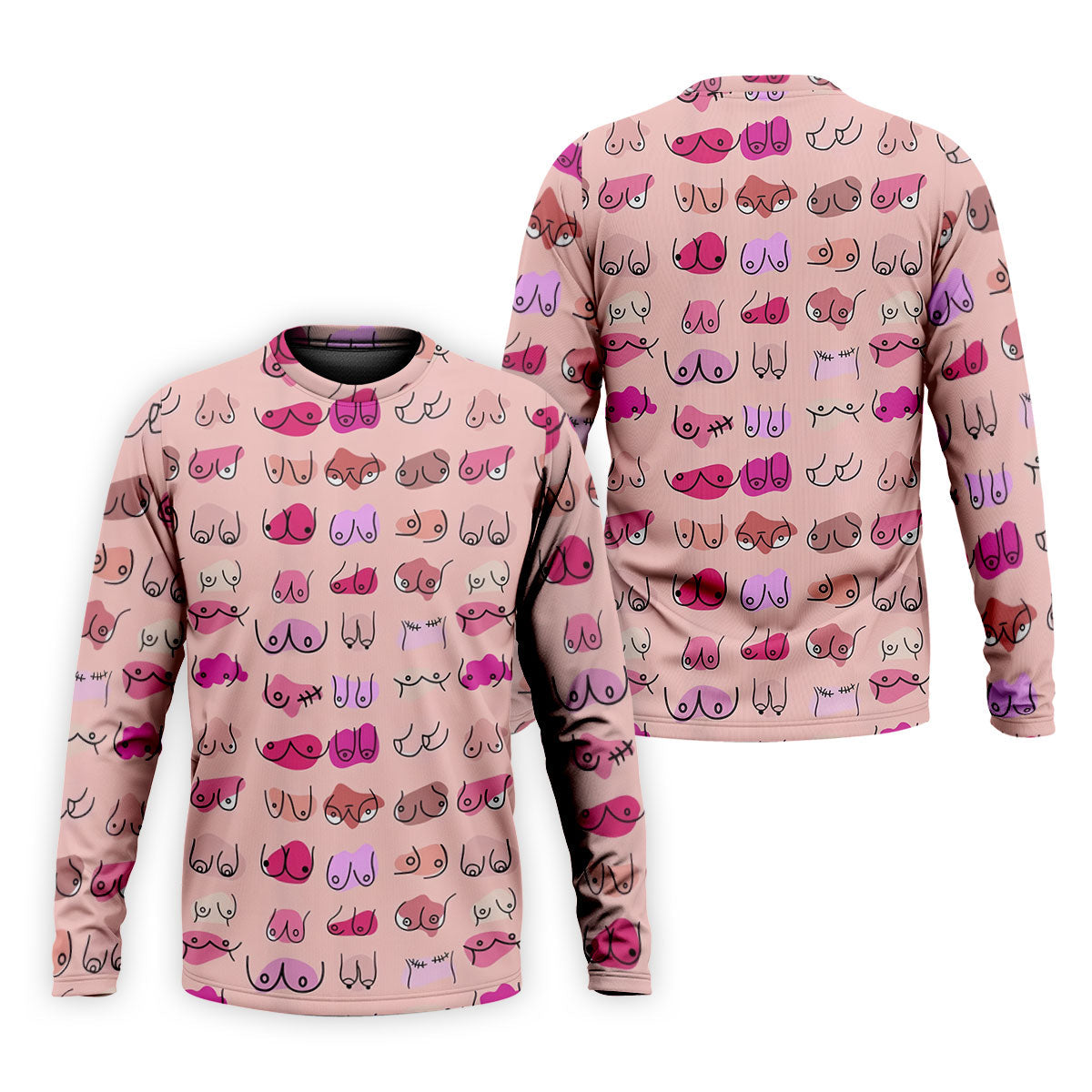 Pink Funny Boob Pattern Golf Polo Shirt, Men's Golf Shirts, Printed Golf Shirts