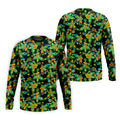 Black Colorful Floral Geometric Pattern Golf Shirt, Men's Golf Shirt, Golf Apparel For Men, Polo Shirts For Men