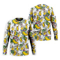 Cartoon Banana Characters On Tropical Island Hawaiian Golf Polo, Golf Tops For Men, Golfing Apparel