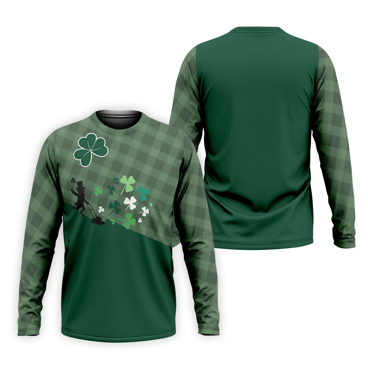 Green Checkered Leprechaun Shamrock St Patrick's Day Golf Shirt, Performance Golf Shirt, Polo Shirts For Men
