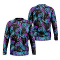 Funny Black Cat Purple Blue Gradient Hawaiian Golf Shirt, Golf Shirts For Men