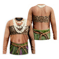 Floral Lei Tropical Theme Party Leopard Print Hawaiian Golf Shirt, Polo Shirts For Men