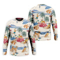 Tropical Shiba Inu Beach Pattern Hawaiian Golf Polo, Golf Tops For Men, Golfing Apparel