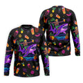 Neon Shark Beach Party Pattern Hawaiian Golf Shirt, Golf Shirts For Men, Polo Shirts For Men